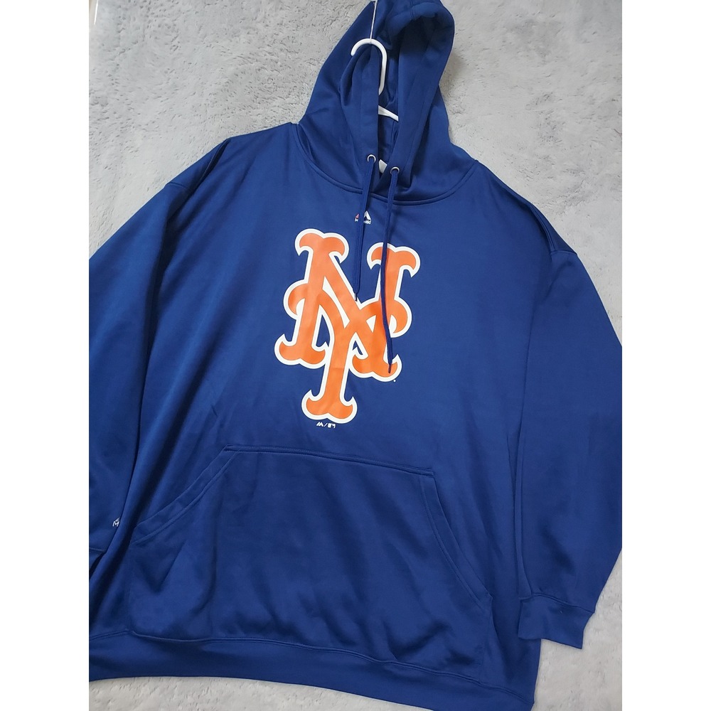 New York Mets Hoodie Mens 3XL XXXL Majestic Fleece MLB Baseball Blue Drawstring